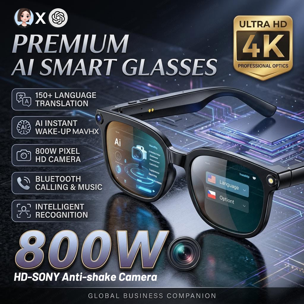 Smart Glasses Lens - 2026 4K 8MP Akıllı Gözlük Erkekler